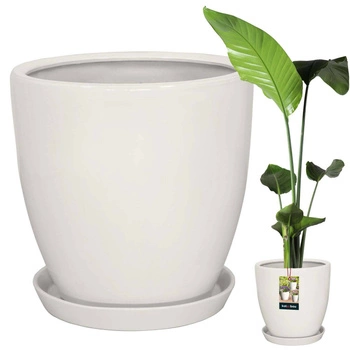 Doniczka ceramiczna szkliwiona biała na kwiaty rośliny 31 cm
