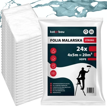 Folia malarska cienka przeźroczysta 4x5 m zestaw 24 szt.