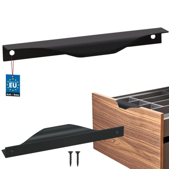 Uchwyt meblowy krawędziowy nowoczesny aluminium czarny mat 160 mm