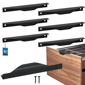 Uchwyt meblowy krawędziowy nowoczesny aluminium czarny mat 160 mm zestaw 6 szt.