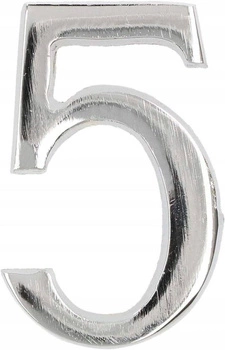 Cyfra na dom "5" numer domu na drzwi 5 cm chrom