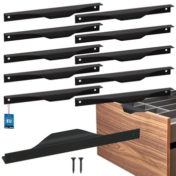 Uchwyt meblowy krawędziowy nowoczesny aluminium czarny mat 192 mm zestaw 10 szt.