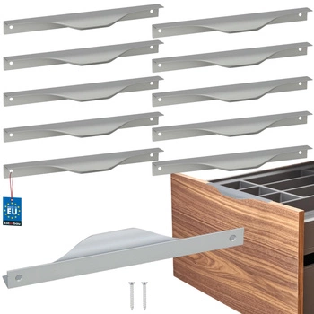 Uchwyt meblowy krawędziowy nowoczesny aluminium srebrny 192 mm zestaw 10 szt.