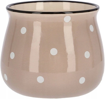 Doniczka donica osłonka ceramiczna w grochy beżowa - 125 mm
