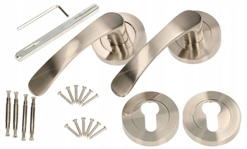 Zestaw klamka drzwiowa 110mm satyna szyld wkładka