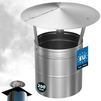 Daszek dymny do rury kominowej ocynkowany srebrny 200 mm