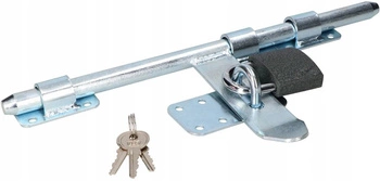 Rygiel 340mm zasuwa garażowa drzwi bram z kłódką - Kolor srebrny