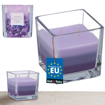 Świeca świeczka trójkolorowa zapachowa w szkle 32 h - lawenda