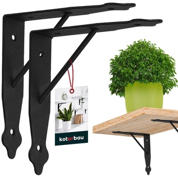 Wspornik pod półkę czarny ze wzmocnieniem 15x15 cm zestaw 2 szt.