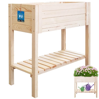 Kwietnik ziołownik na nóżkach warzywnik z półką drewniany