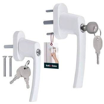 Klamka okienna z kluczykiem aluminiowa biała zestaw 2 szt.