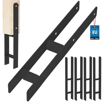 Podstawa słupa h do wmurowania stalowa ocynk czarna 80 mm zestaw 4 szt.