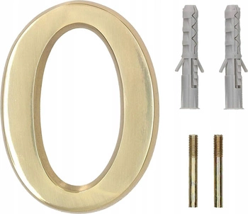 Cyfra numer domu "0" na drzwi 3d 10 cm mosiądz