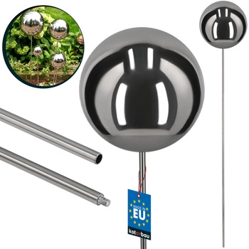 Kula dekoracyjna ogrodowa na piku stalowa lustrzana efekt lustra 120 cm