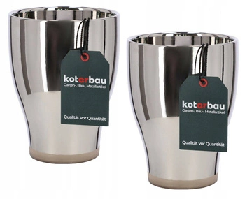 Doniczka osłonka ceramika szkliwiona srebrna - 2 szt.