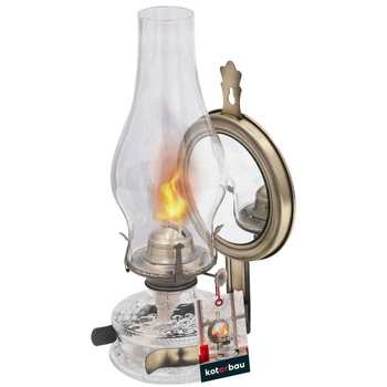Lampa naftowa z lustrem retro antyczna vintage na olej