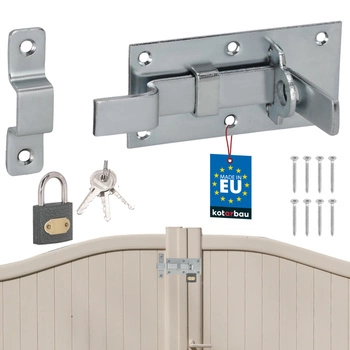 Zasuwa odgięta uniwersalna do drzwi furtki bramki stalowa z kłódką 100 mm