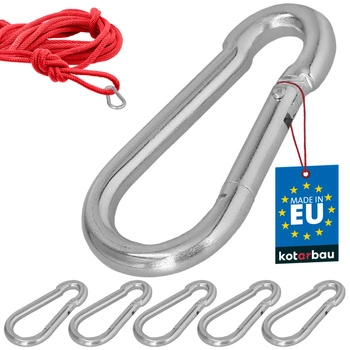 Karabińczyk strażacki do huśtawki liny hamaka metalowy 70 mm zestaw 5 szt.