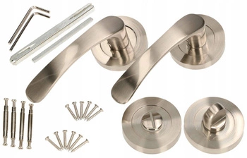 Zestaw klamka drzwiowa 110mm satyna z szyldem wc