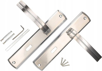 Klamka drzwiowa do drzwi 90mm srebrna klucz