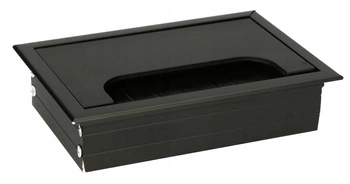 Przepust kablowy aluminiowy przelotka meblowa czarna 120x80 mm