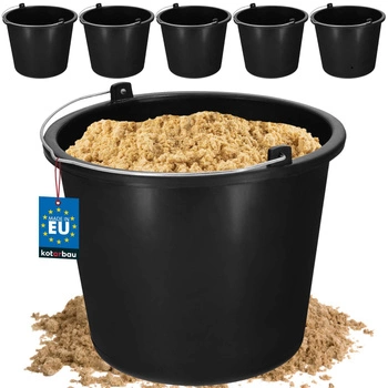 Wiadro budowlane gospodarcze na zaprawę plastikowe czarne 5 l zestaw 5 szt.