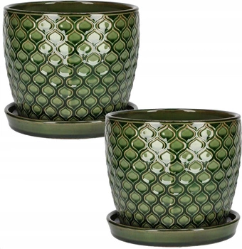 Doniczka ceramiczna z podstawką 17 cm zestaw 2 szt.