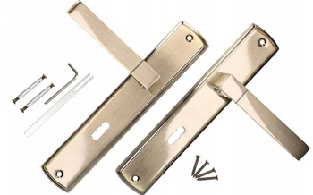 Klamka drzwiowa 72mm długi szyld na klucz zestaw - Kolor patyna