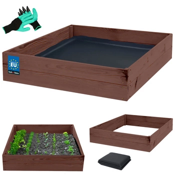 Warzywniak skrzynka drewniana na warzywa zioła brązowa 120x120x18 cm