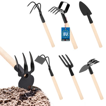 Zestaw ogrodnika 6 części łopatka grabki widełki motyka