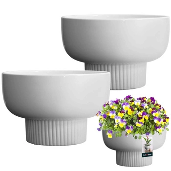 Doniczka ceramiczna szkliwiona biała na kwiaty rośliny 24 cm zestaw 2 szt.