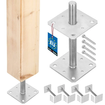 Podstawa słupa wkręcana regulowana pręt m24 110x110x250 mm zestaw 4 szt.