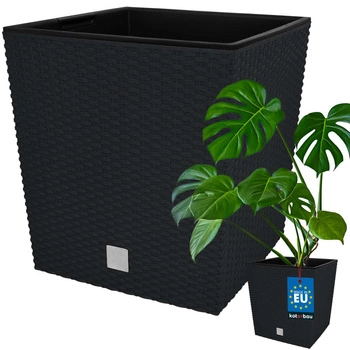 Doniczka ogrodowa rattan z wkładem antracyt 40x40 cm