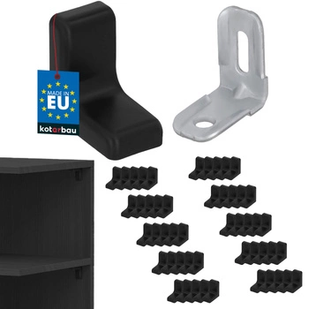 Komandorek kątownik meblowy z zaślepką czarny zestaw 50 szt.