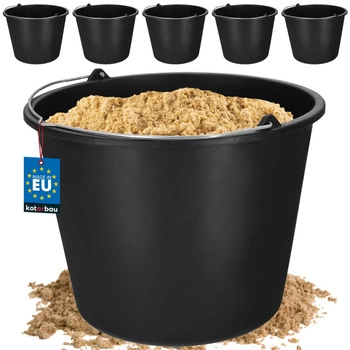 Wiadro budowlane gospodarcze na zaprawę plastikowe czarne 16 l zestaw 5 szt.