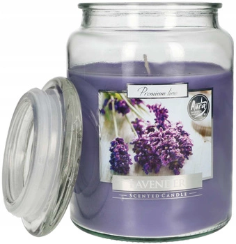 Świeca świeczka duża zapachowa w szkle z wieczkiem 100 h - lawenda