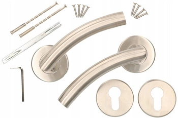 Zestaw klamka drzwiowa 130mm inox szyld na wkładkę