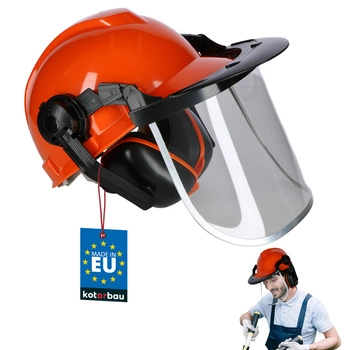 Kask budowlany ochronny z słuchawkami wizjerem przyłbicą regulowany