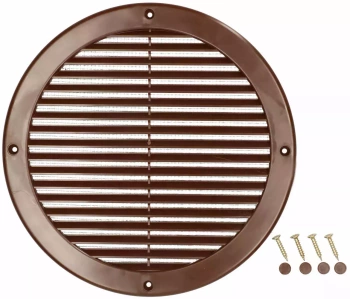 Kratka osłona wentylacyjna okrągła fi 200 mm z siatką - Kolor brązowy