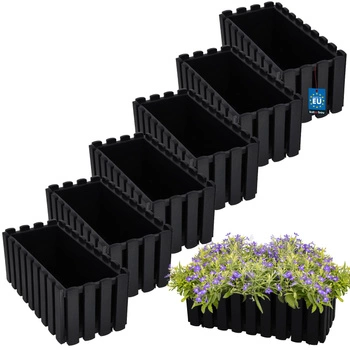 Doniczka skrzynka balkonowa na balustradę rustykalna antracyt 400 mm zestaw 6 szt.