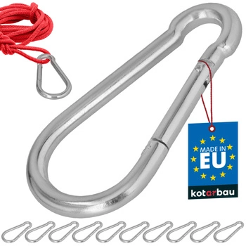 Karabińczyk strażacki do huśtawki liny hamaka metalowy 180 mm zestaw 10 szt.