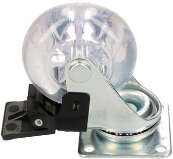 Kółko obrotowe meblowe przeźroczyste 50 mm z hamulcem