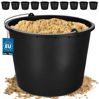 Wiadro budowlane gospodarcze na zaprawę plastikowe czarne 20 l zestaw 10 szt.