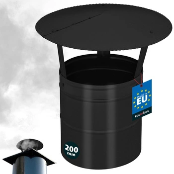 Daszek dymny do rury kominowej ocynkowany czarny 200 mm