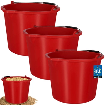 Wiadro budowlane gospodarcze z dzióbkiem 20 l czerwone zestaw 3 szt