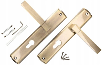 Klamka drzwiowa 90mm długi szyld na wkładkę zestaw