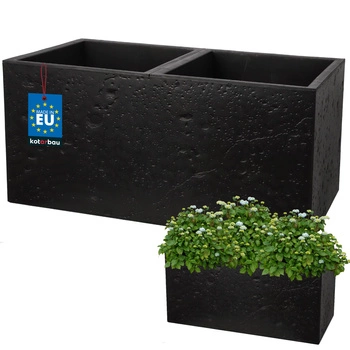 Donica prostokątna podwójna beton industrialna czarna 77 cm