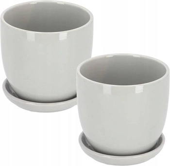 Doniczka donica osłonka ceramiczna z podstawką szara ⌀20 cm - 2 szt.