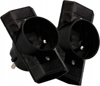 Rozgałęźnik 3 gniazda wtyczka złodziejka uziem - 2 szt. - Kolor czarny