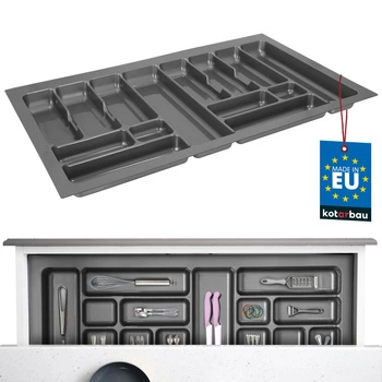 Organizer na sztućce wkład do szuflady kuchennej szary 49x83 cm